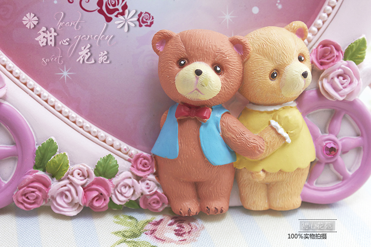 couple teddy bear romantic princess pumpkin car frame bear resin