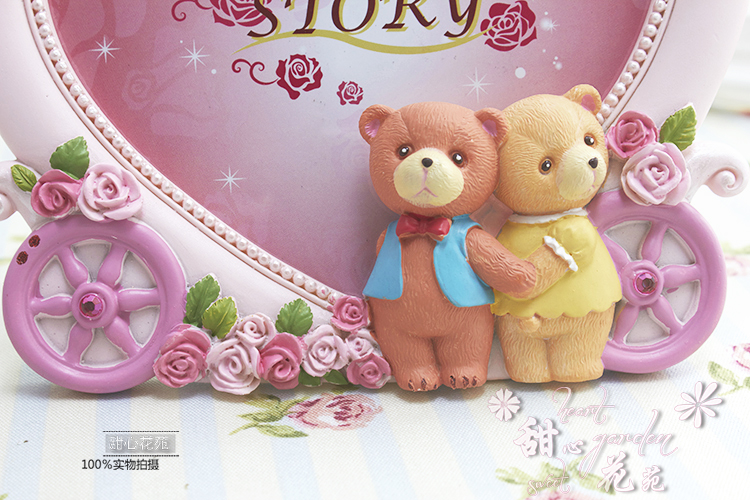 couple teddy bear romantic princess pumpkin car frame bear resin