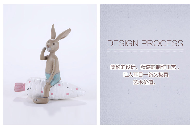 欧式创意家居树脂工艺摆饰两件套男\女兔子坐胡萝卜家居摆设新房装饰品20125093