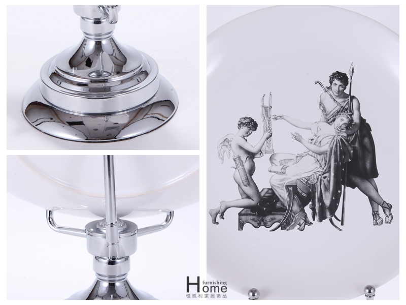 白色高档古典图案陶瓷碟工艺品家居装饰品KL180420-43