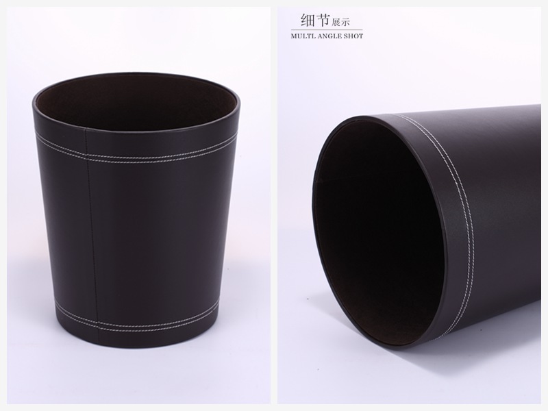 家用垃圾桶棕色PU皮质欧式垃圾筒创意时尚废纸篓PY-LJTOO12