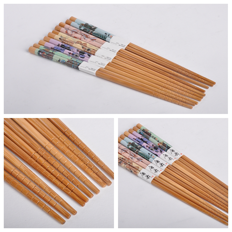 唐舞竹木筷子家用筷工艺礼品筷子防滑拉钩筷（5双/套）GP0033