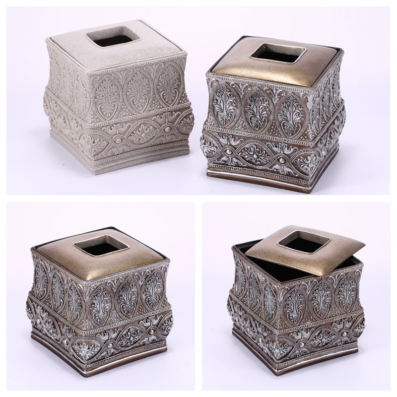 欧式奢华时尚创意方形纸抽盒高档树脂砂石纸巾盒YYJ-ZJH-008/0092