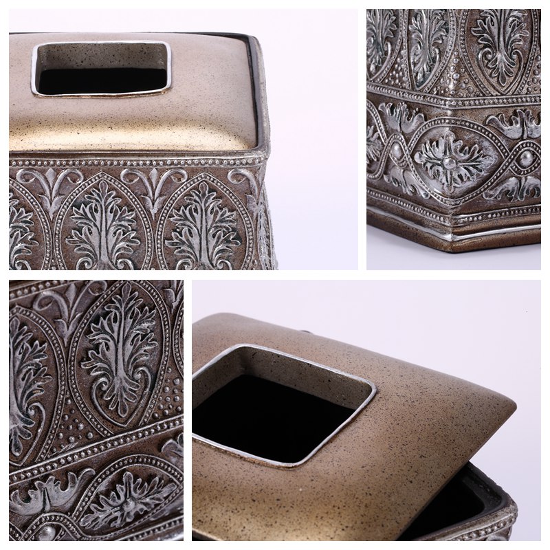 欧式奢华时尚创意方形纸抽盒高档树脂砂石纸巾盒YYJ-ZJH-008/0093
