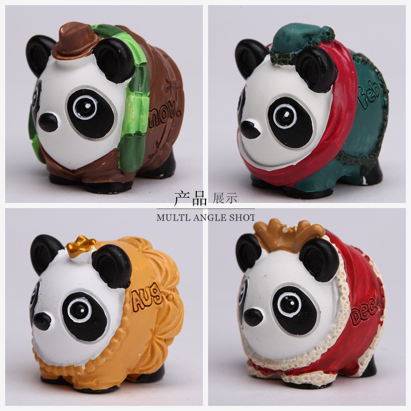 12月份小小熊猫摆件 zakka日系杂货 树脂小礼品 家居装饰品批发ZT057-0086xx4