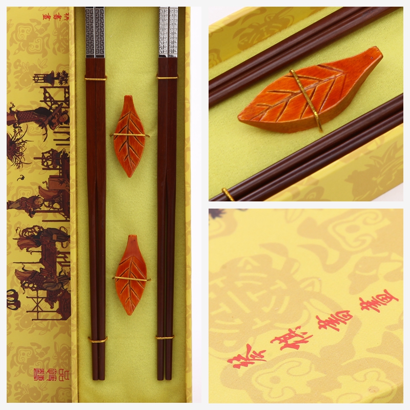 高档礼品筷子银色格子古装2双翻盖J2-0022