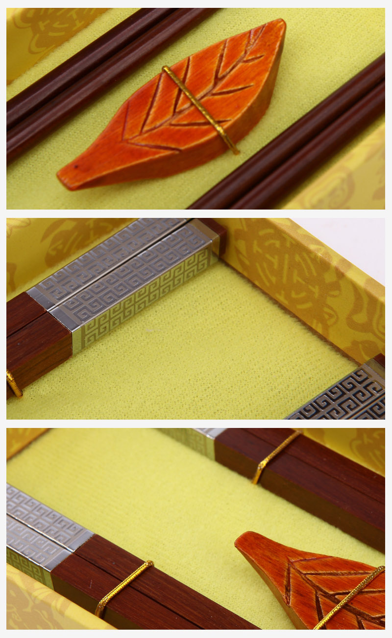 高档礼品筷子银色格子古装2双翻盖J2-0023
