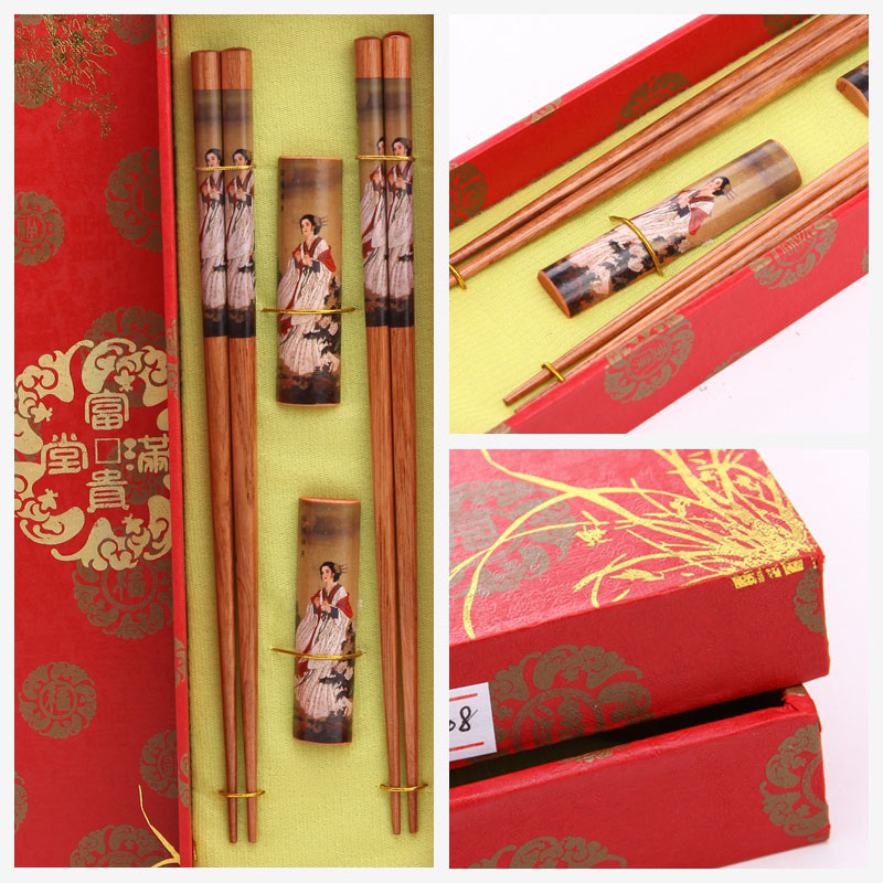 高档原木筷子2对套装 天然健康 高档礼品Y2-0082