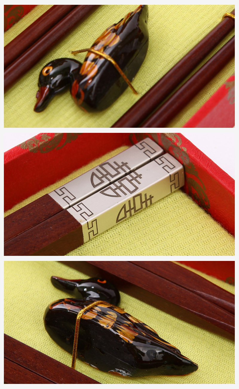 高档礼品筷子银色双喜古装2双翻盖J2-0043