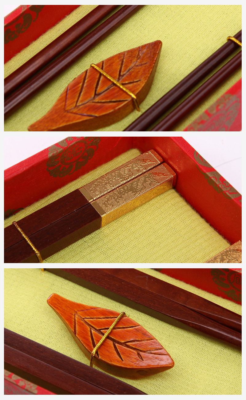 高档礼品筷子金色印花古装2双翻盖J2-0033