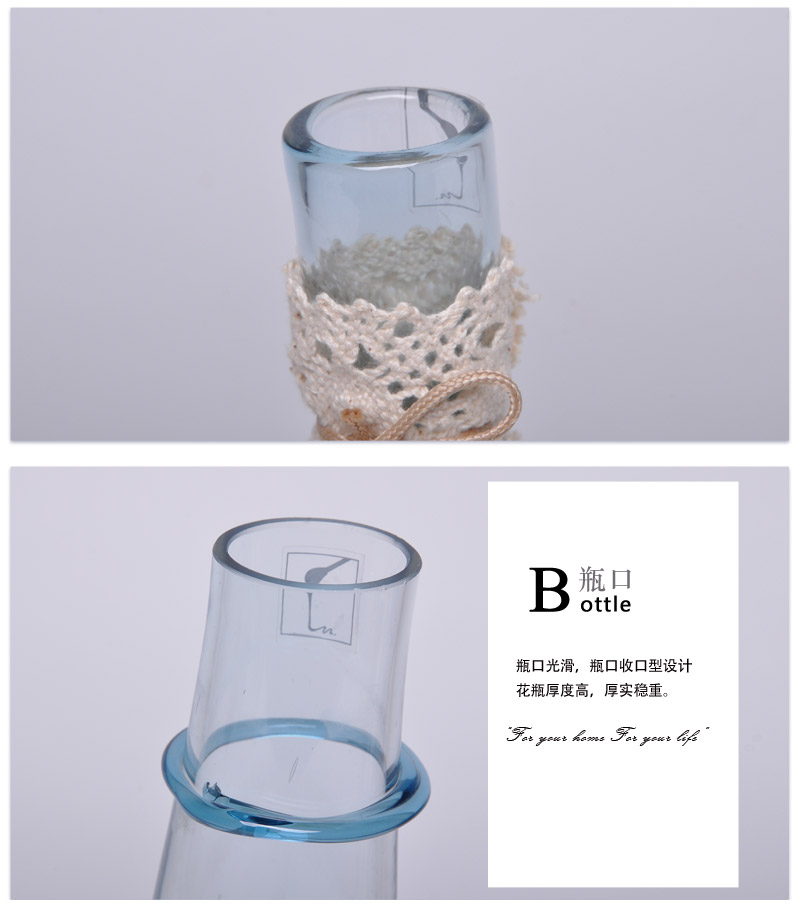 欧式简约风格淡蓝麻绳/缠丝玻璃花瓶14A029-14A0314