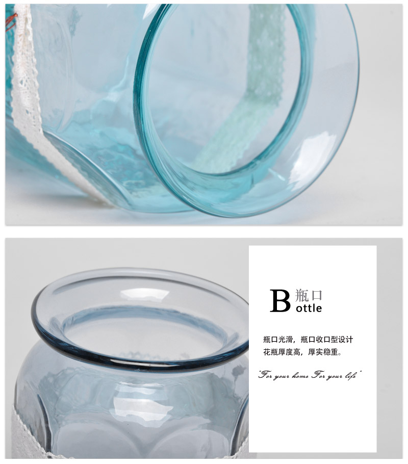 欧美简约风格开口玻璃花瓶多色可选时尚花瓶14A026-14A0284