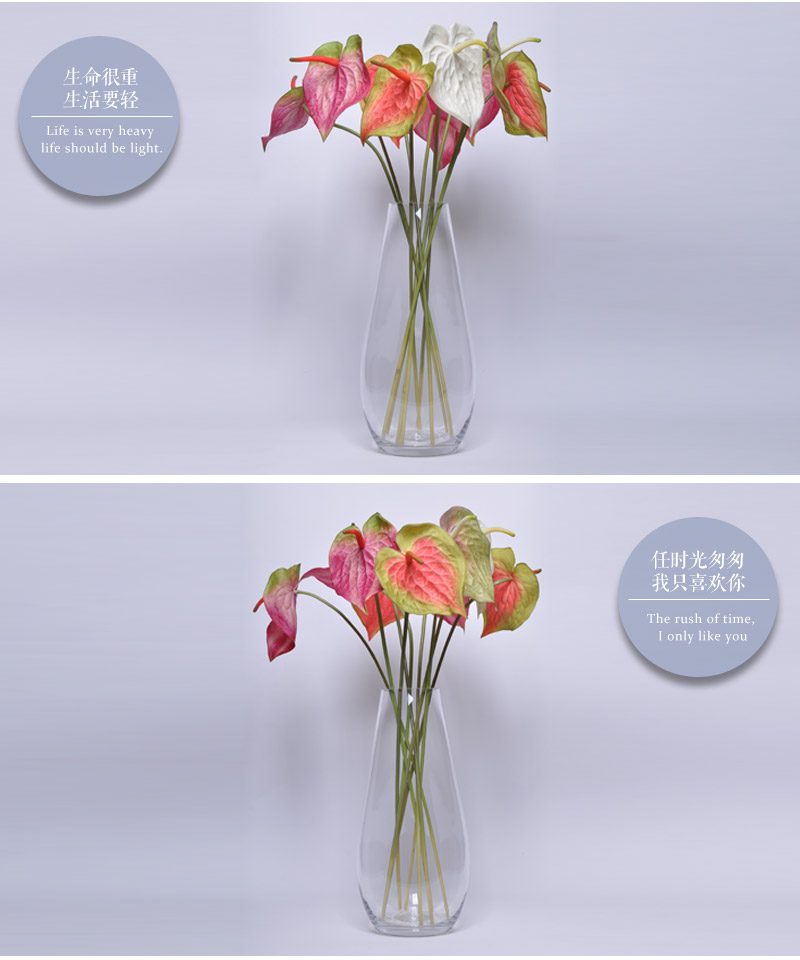 仿真小红掌 过胶胶花 单枝花 手感高仿真红鹤 假花批发家居装饰花YSW-10015-OR/RE3