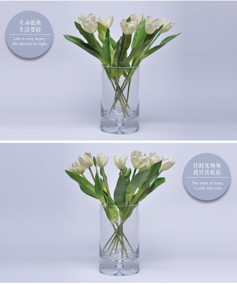高档仿真香PU手感胶郁金香小号简约家居客厅餐厅插花HYP-10030-WH3