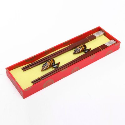 高档礼品筷子银色双喜古装2双翻盖J2-004