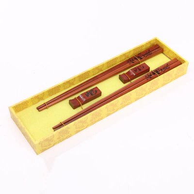 创意礼品竹叶熊猫木雕筷子家用木属工艺雕刻筷配礼盒（木色）D2-002