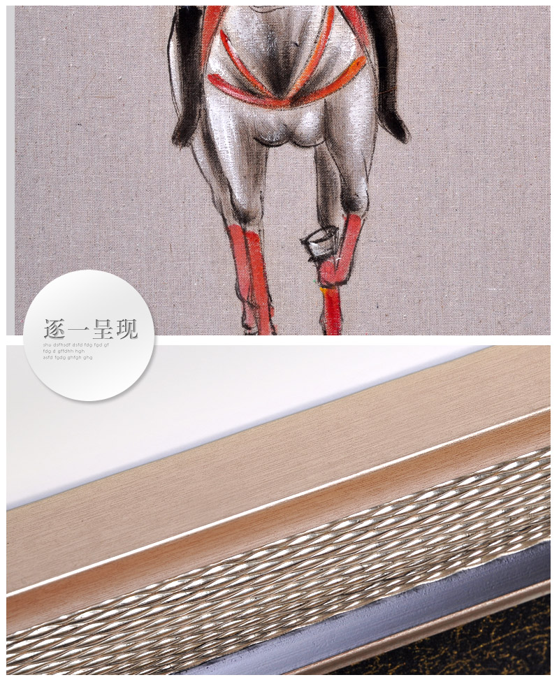 纯手绘装饰油画 酒店配画客厅中式高档定制壁画打马球SPGYH0204