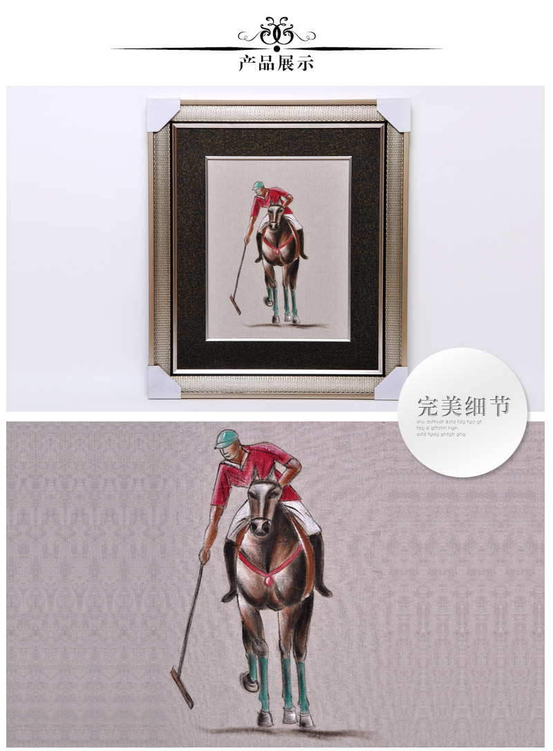 大型壁画电视沙发卧室背景墙墙纸壁纸油画打马球人物画SPGYH0183