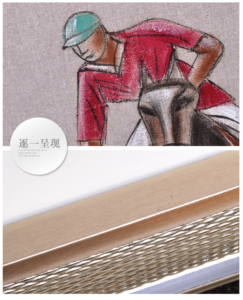 大型壁画电视沙发卧室背景墙墙纸壁纸油画打马球人物画SPGYH0184
