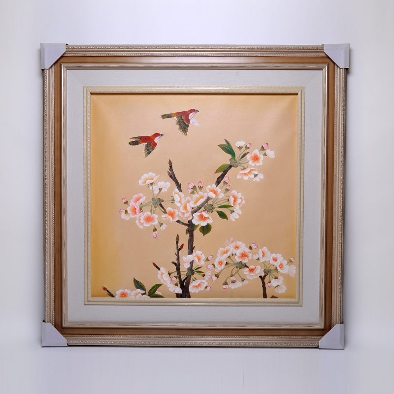 花卉樱桃花油画 高档手绘油画 走廊玄关挂画 带框装饰画SPGYH0141