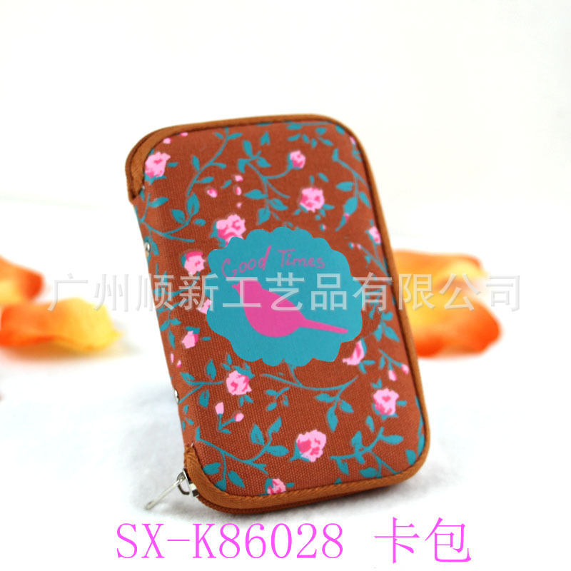 【2015爆款】厂家直供高档韩版拉链多卡位大容量时尚精美帆布卡包4