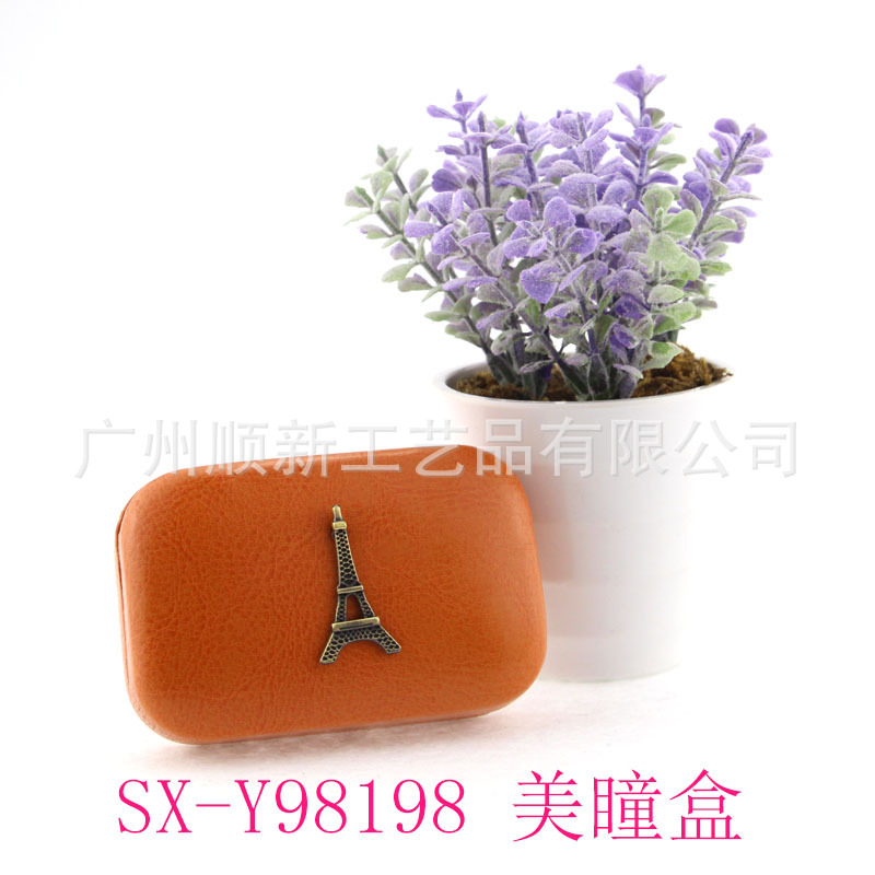【2015新品推荐】眼镜厂家直销精美皮质简约铁塔隐形眼镜盒美瞳盒8