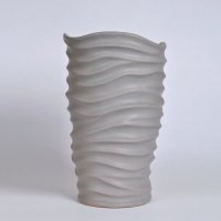 现代简约陶瓷花瓶摆件 灰色时尚艺术不规则螺旋宽口花瓶 创意家居装饰花瓶OH034-7972-58G2