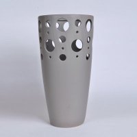 简约陶瓷花瓶摆件 灰色陶瓷艺术圆筒圆点镂空工艺花瓶 创意家居摆设花瓶OH079-8331-58G2