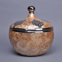现代简约贝壳储物罐 黄银贝壳创意储物罐 家居装饰器皿陶瓷贴贝壳PV111-11-2