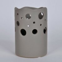 简约陶瓷花瓶摆件 灰色艺术长方体凹圆点造型工艺花瓶 创意家居摆设花瓶OH079-8043-58G2