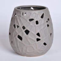 现代时尚陶瓷花瓶摆件 艺术不规则花纹镂空矮花瓶 创意家居装饰花瓶OH087-8353-58G2