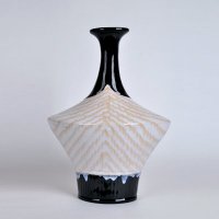现代陶瓷贝壳造型花瓶 创意艺术花纹长颈高摆件 创意家居装饰工艺品摆件GV8164-14.2-0919