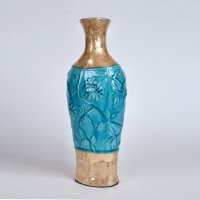 简约陶瓷贴贝壳造型摆件 创意黄蓝贝壳装饰瓶 创意装饰品工艺品摆件GV8663-14.4-1094G
