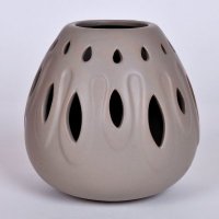 新古典陶瓷花瓶摆件 灰色艺术镂空仿陶埙造型小号装饰花瓶 创意家居摆设瓶OH022-8113-58G2