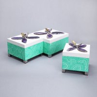 欧式时尚高档宝石手绘收纳盒 浅绿色彩绘个性精致创意收纳盒（可定制）ATMYXBSCH07