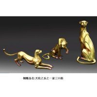 欧式简约铜制天伦之乐之一家三口豹摆件客厅书房卧室装饰