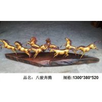 中式现代铜雕八骏奔腾摆件客厅书房卧室装饰