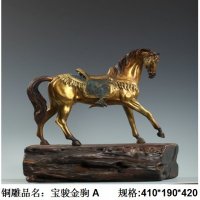 中式现代铜雕宝骏金驹A摆件客厅书房卧室装饰