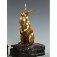 西式现代铜雕福星兔爸摆件客厅书房卧室装饰