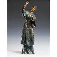 中式复古铜雕四季仕女图-冬摆件客厅书房卧室装饰