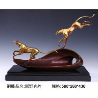 中式简约铜制原野奔豹摆件客厅书房卧室装饰