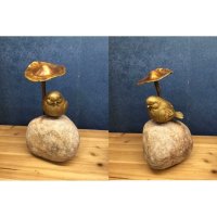 西式现代抽象铜雕蘑菇小鸟造型摆件客厅书房卧室装饰