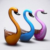 现代家居装饰品新房摆件 琉璃金星小红鹅一对摆设工艺品 SD-9