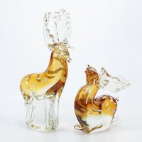 创意家居饰品摆件琉璃工艺品小站卧梅花鹿造型现代家居装饰品XSJ-138