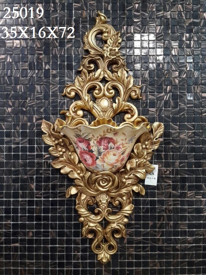 欧式树脂玫瑰花图案双耳壁挂装饰250191