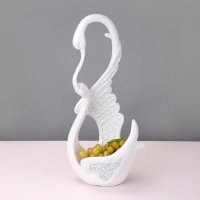 简约现代创意双天鹅艺术摆件果盘双用，适用于家庭，样板房，酒店...
