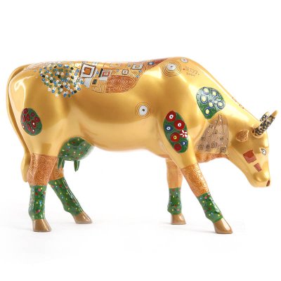 西式抽象创意高档树脂金色圈圈牛造型摆件客厅卧室装饰动物摆件