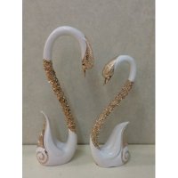 现代创意镀金树脂长颈玫瑰花天鹅摆件家居装饰抽象摆件