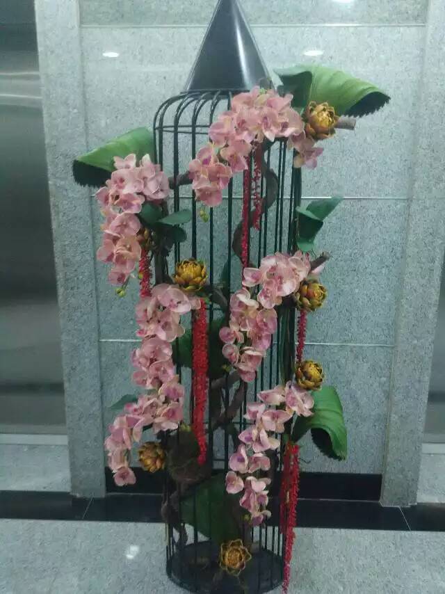 中式现代鸟笼蝴蝶兰花艺仿真花仿真植物家居装饰1