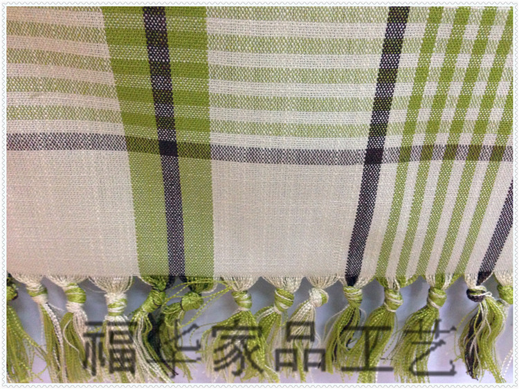 绿色 欧式高档田园风格棉麻格子圆形台布圆桌布西餐桌布布艺桌旗2